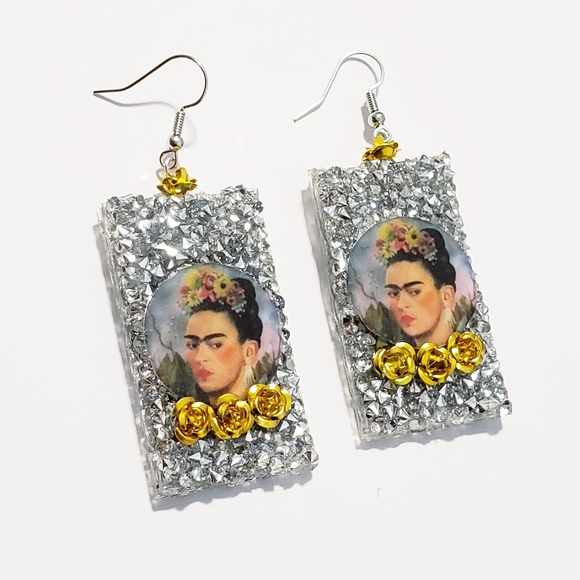 💛❤ Frida Kahlo handcrafted earrings - Picture 2 of 3